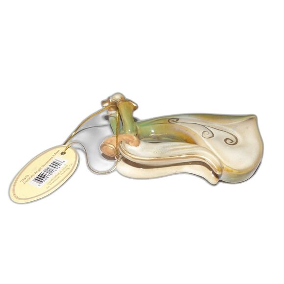 NWT TII Collections Angel Ornament Ceramic Gold Trimming Holding a Star - Picture 3 of 7